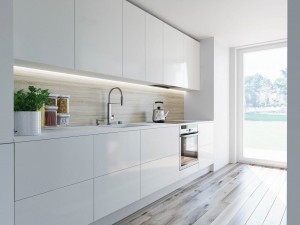Projekt wnętrza kuchni - apartament w Warszawie
